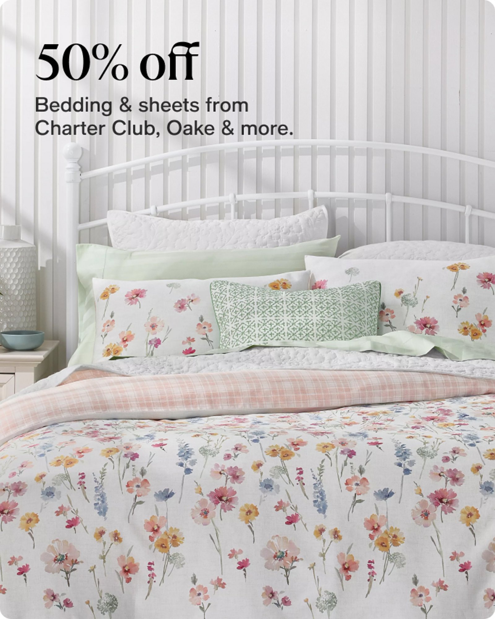 50% off bedding & sheets