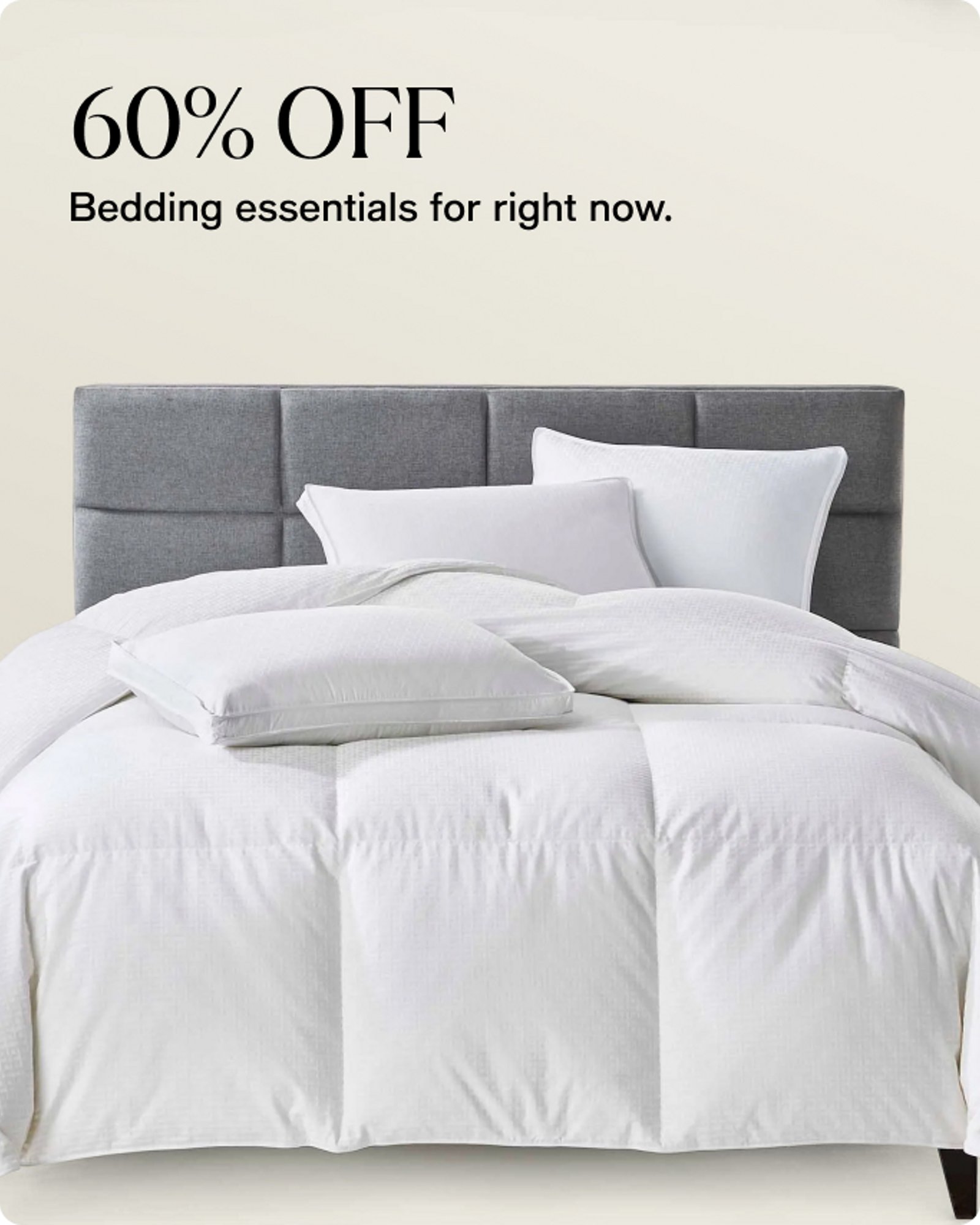 60% off bedding essentials