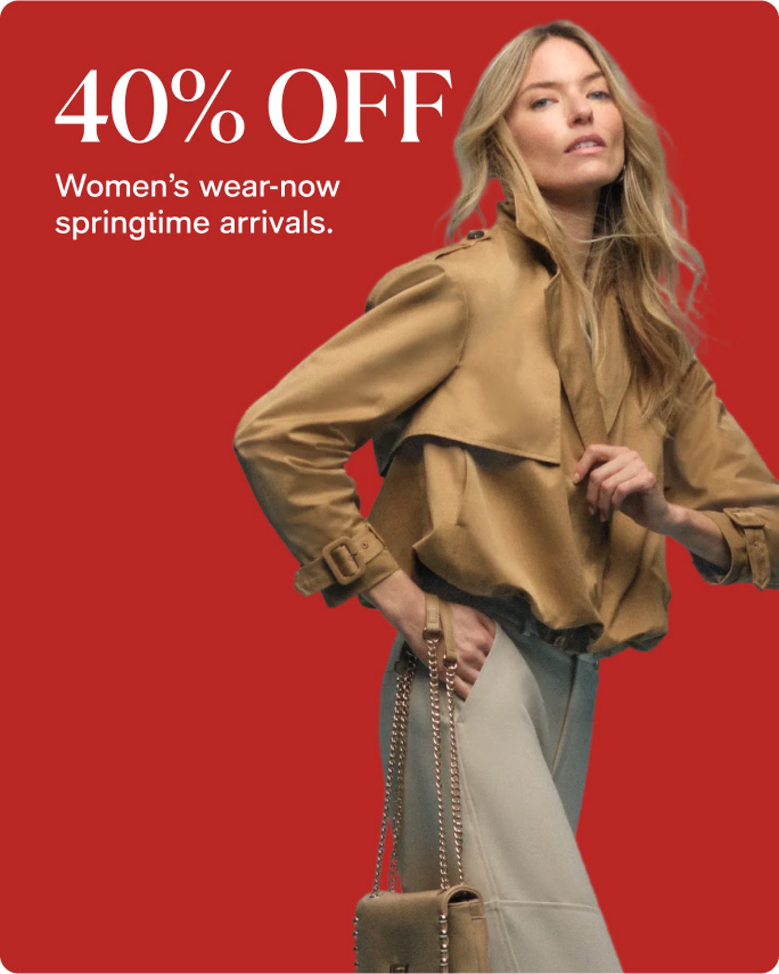 Women-offer-our-top-deals-40%-off-spring-time-arrivals