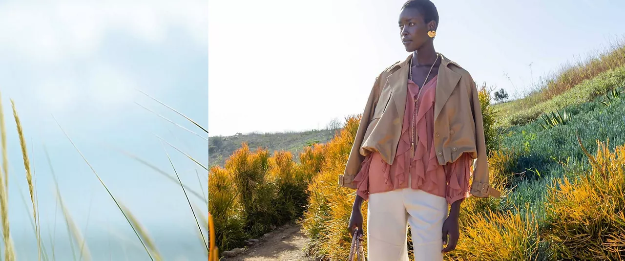 Woman wearing soft and flowy clothes