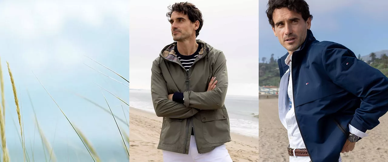 men wearing layer on the beach