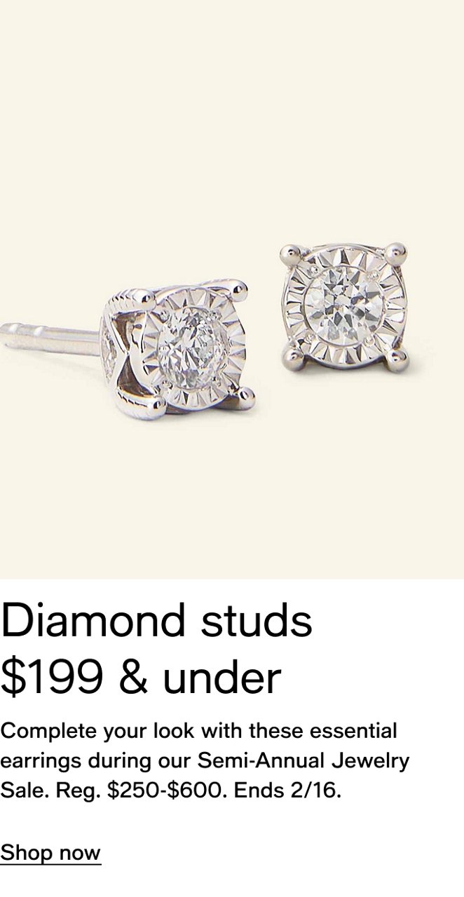 Diamond studs $199 & under
