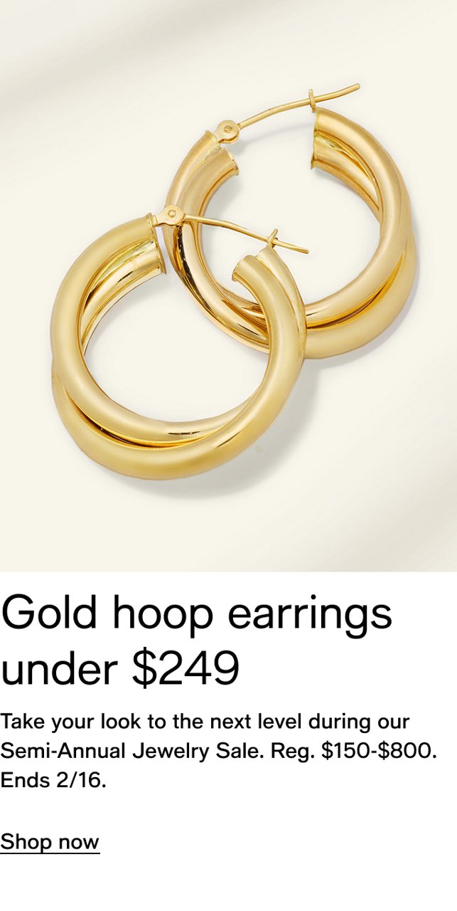 Gold hoop earrings under $249
