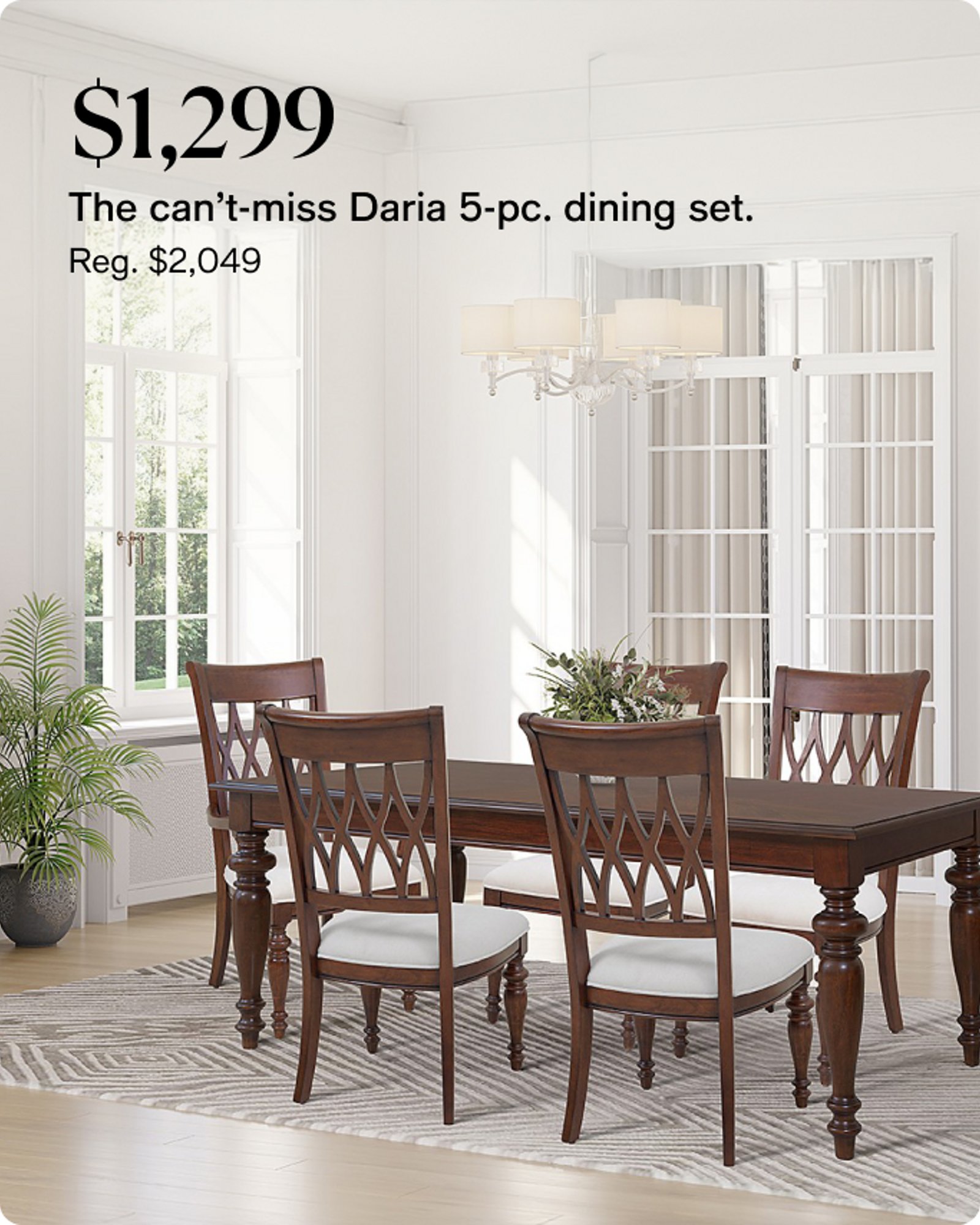 $ 1299 Daria 5 pc. Dining set.