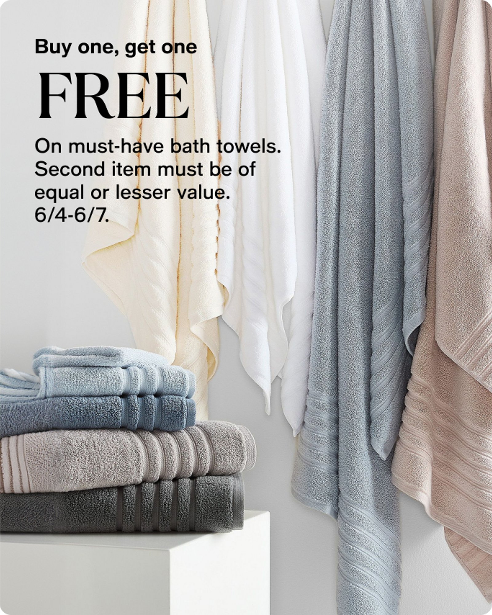 Textile-Offer-Card-Buy-one-get-one-Free-bath-towels
