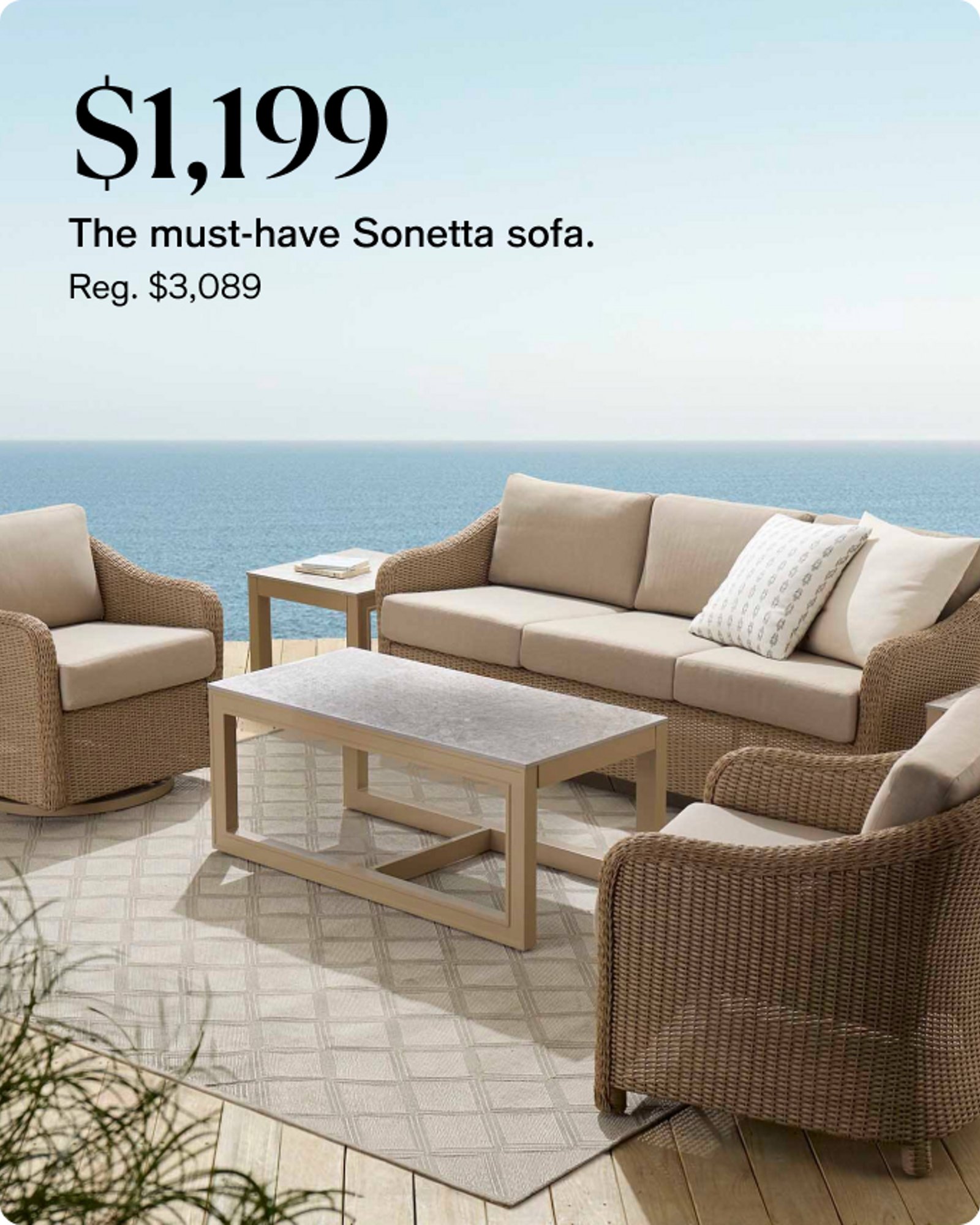 $1,199 sonetta outdoor sofa