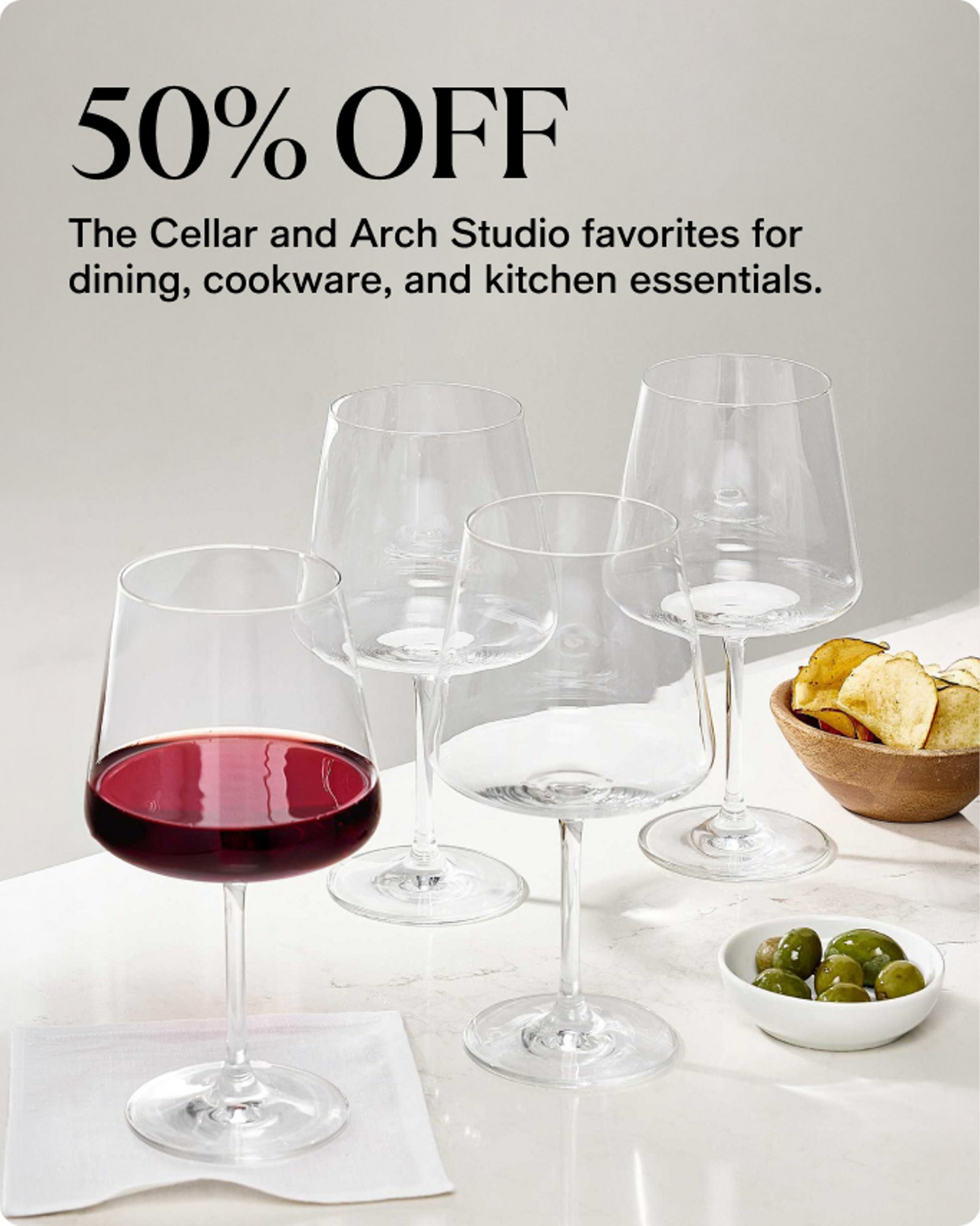 Home-offer-card-50-off-the-cellar-and-arch-studio-favorites-for-dining-cookware-and-kitchen-essentials