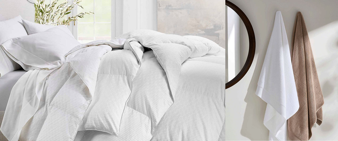 bed, pillows, comforter