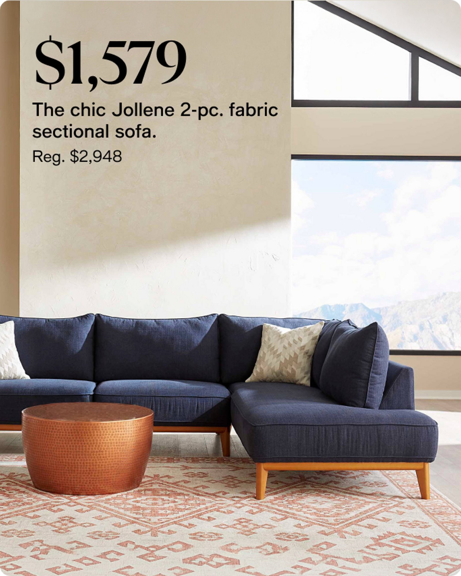 $1579 chic Jollene 2-pc sectional sofa