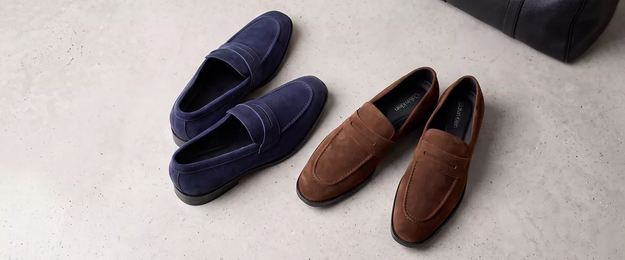 Velvety materials create a more casual take  on the classic leather loafer.