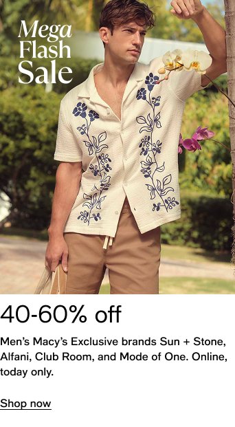 Mega Flash Sale 40-60% off men exclusive brands