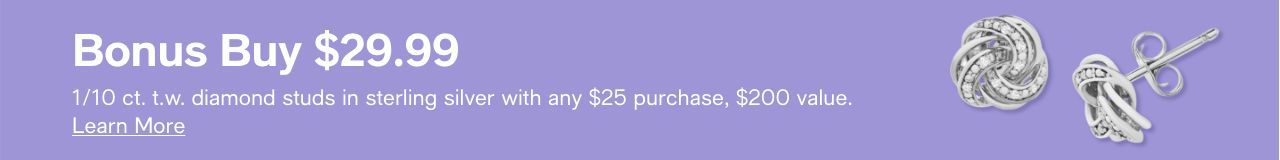 Bonus Buy $29.99, 1/10 ct. t.w. diamond studs in sterling silver with any $25 purchase, $200 value, Learn More