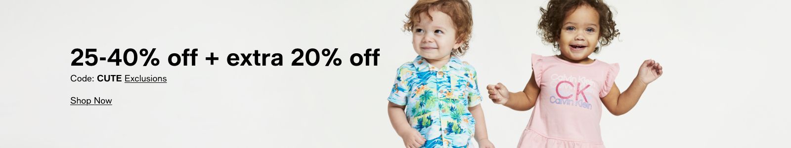 25-40% off + extra 20% off, Code: CUTE, Exclusions, Shop Now