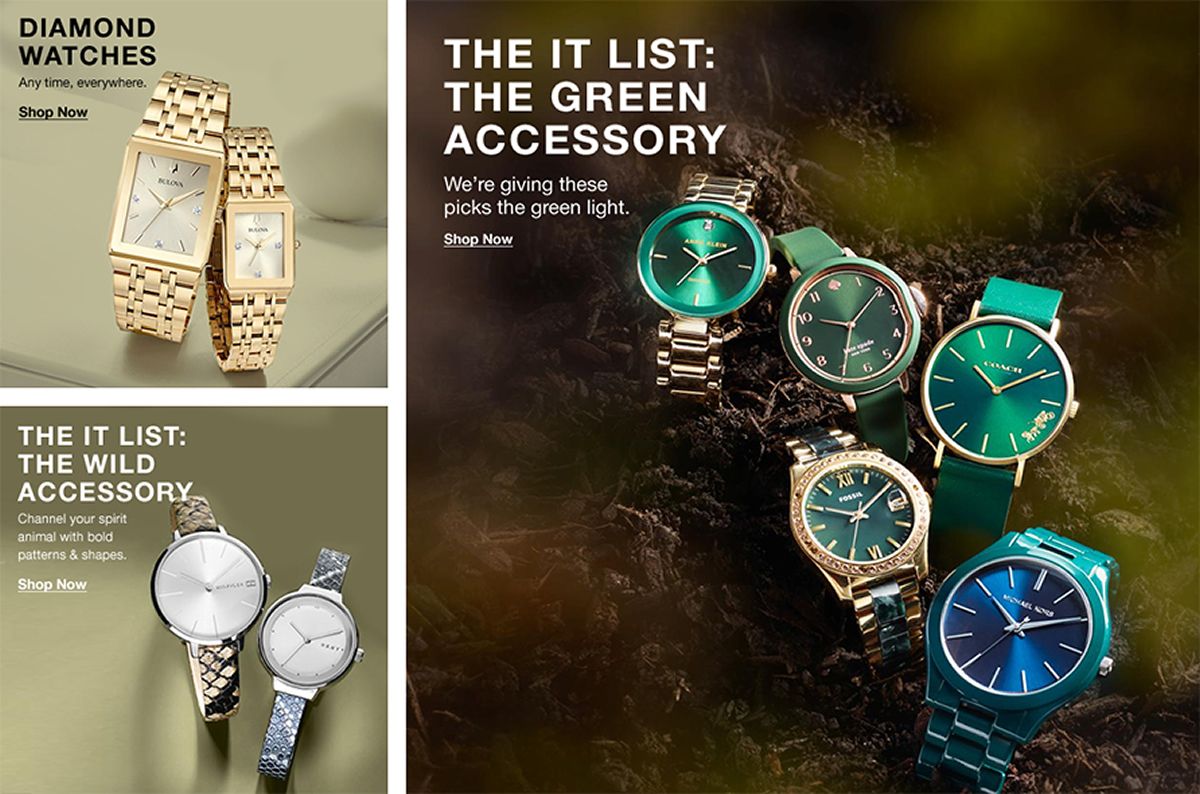 The it List: The Green Accessory, Shop Now, Diamond Watches, Shop Now, The it List: The Wild Accessory, Shop Now