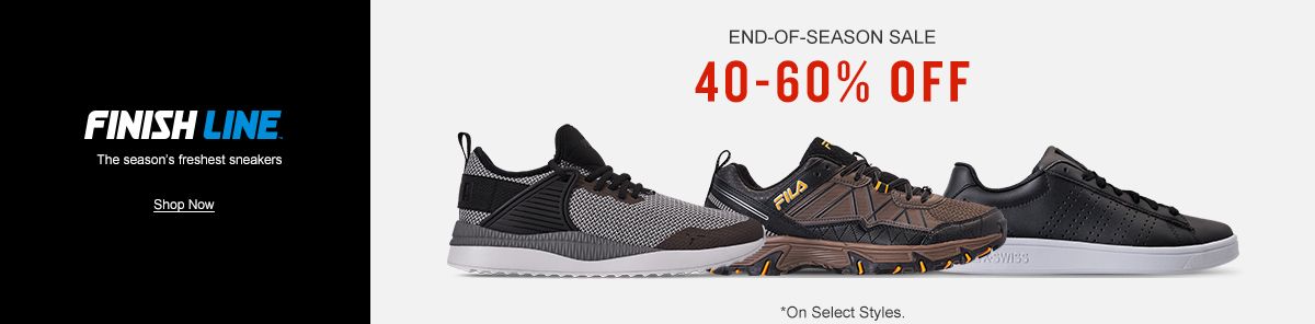 Finish Line, Shop Now, End-of-Season Sale, 40-60 percent off, on Select Styles