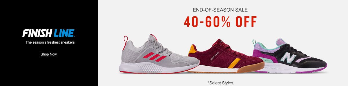 Finish Line, Shop Now, End-of-Season Sale, 40-60 percent off, Select Styles