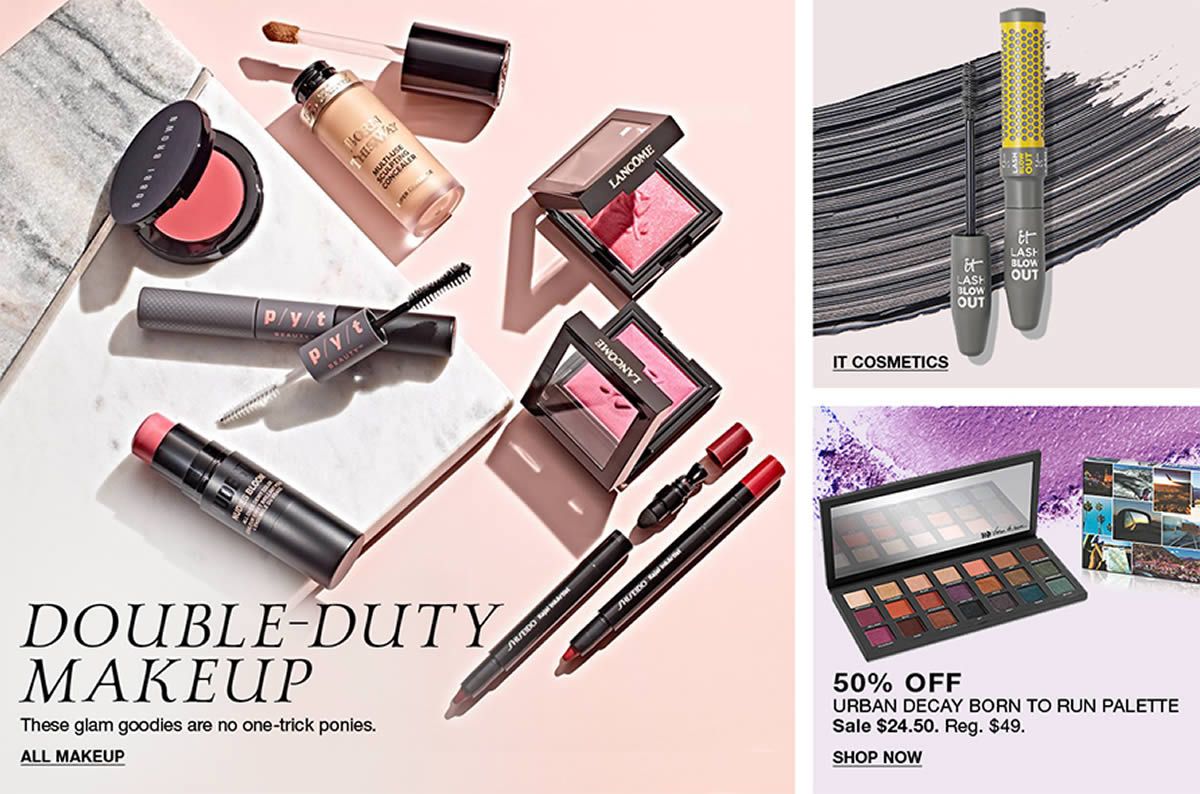 Double-Duty Makeup, These glam goodies are no one-trick poines, ALL  Makeup, It Cosmetics, 50 percent Off, Urban Decay Born to Run Palette, Sale $ 24.50. Reg. $49, Shop Now