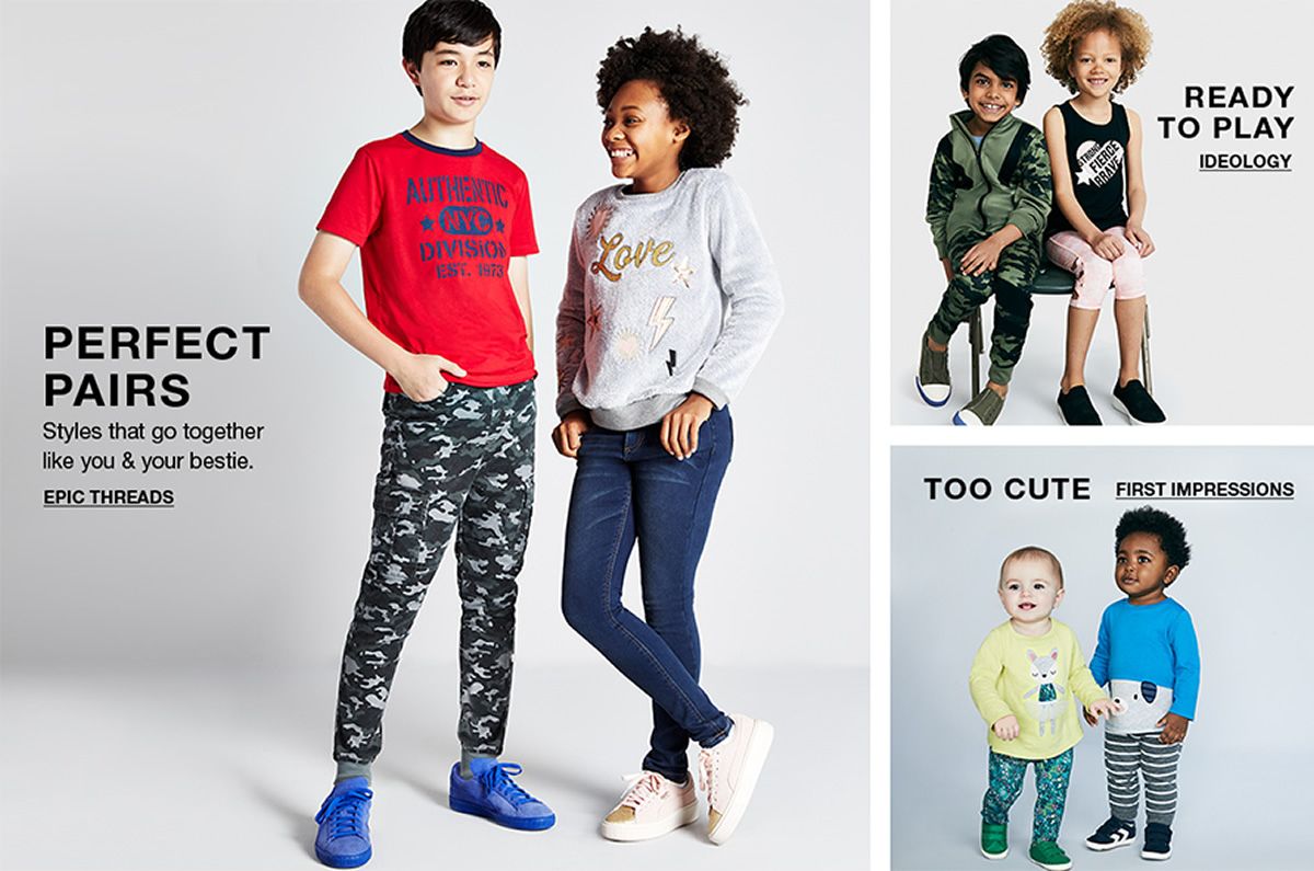 Perfect Pairs, Epic Threads, Ready to Play, Ideology, Too Cute, First Impressions