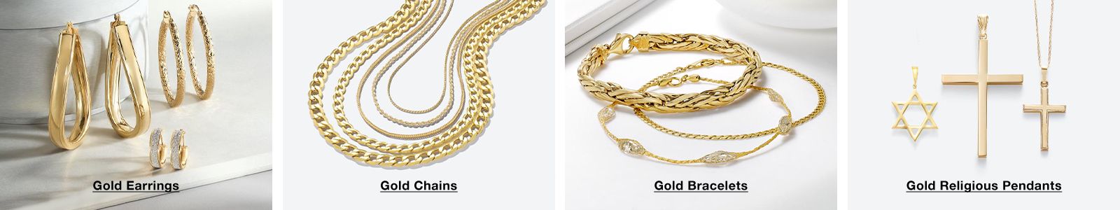 Gold Earrings, Gold CHains, Gold Bracelets, Gold Religious Pendants