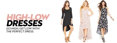 macy's black high low dress