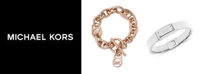 Michael Kors Gold Tone amp Chain Bracelet wHanging Glittery Lock Logo  Charm S5  eBay